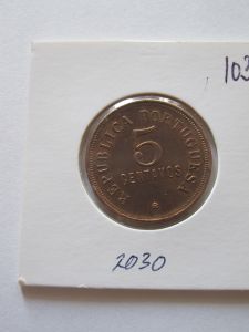 Монета Португальская Ангола 5 сентаво 1922