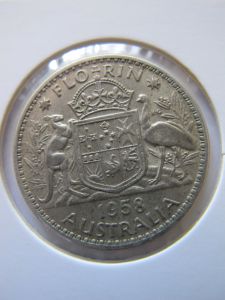 Австралия 1 флорин 1958 серебро