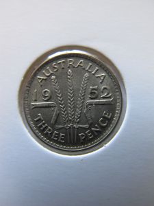 Австралия 3 пенса 1952 серебро
