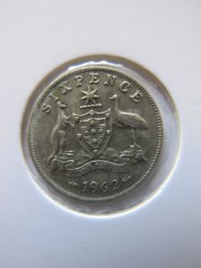 Австралия 6 пенсов 1962 серебро