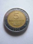 Монета Боливия 5 боливиано 2004