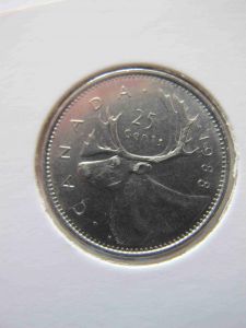 Канада 25 центов 1988