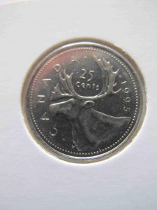 Канада 25 центов 1995