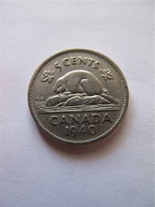 Канада 5 центов 1940
