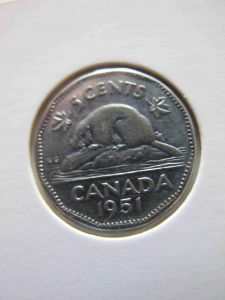 Канада 5 центов 1951