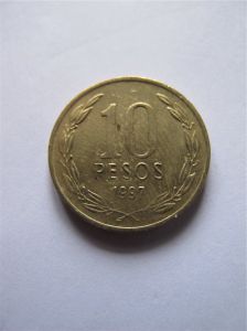 Чили 10 песо 1997 года