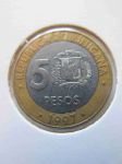 Монета Доминиканская республика 5 песо 1997