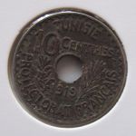 Монета Французский Тунис 10 сантимов 1919
