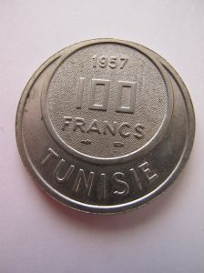 Французский Тунис 100 франков 1957