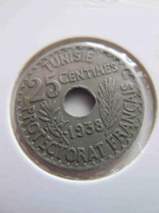 Французский Тунис 25 сантимов 1938