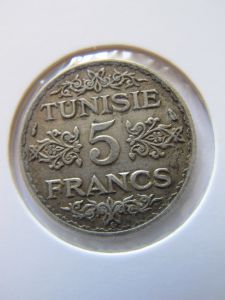 Французский Тунис 5 франков 1936 серебро