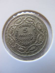 Французский Тунис 5 франков 1939 серебро