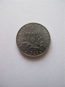 Монета Франция 1 франк 1960