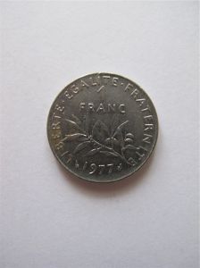 Монета Франция 1 франк 1977