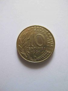 Франция 10 сантимов 1991