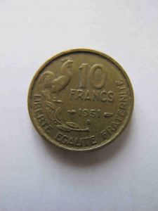 Франция 10 франков 1951 B