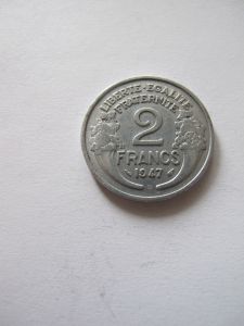 Монета Франция 2 франка 1947 В