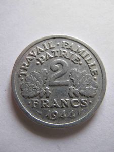 Франция 2 франка 1944 km#904.2