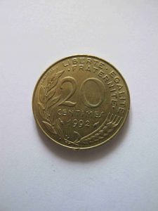 Франция 20 сантимов 1992