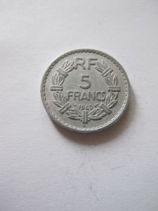 Монета Франция 5 франков 1945 В