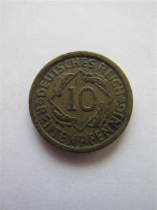 Германия 10 рентенпфеннигов 1924 D