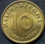 Монета Германия 10 рейхспфеннигов 1938 G