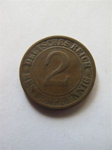 Германия 2 рентенпфеннига 1924 J