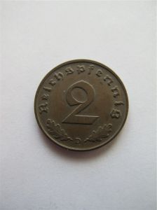 Германия 2 рейхспфеннига 1938 D