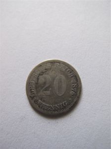 Германия  20 пфеннигов 1875 D серебро