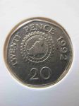 Монета Гернси 20 пенсов 1992