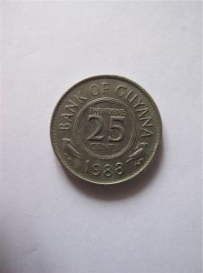 Гайана 25 центов 1988