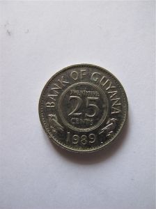 Гайана 25 центов 1989
