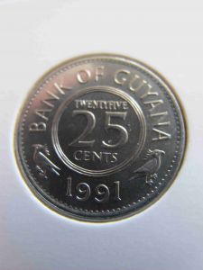 Гайана 25 центов 1991