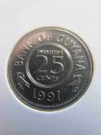 Монета Гайана 25 центов 1991
