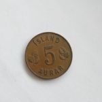 Монета Исландия 5 эйре 1959