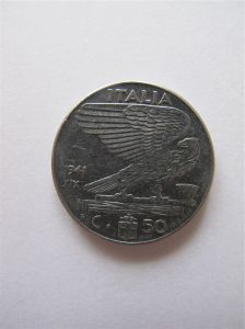 Монета Италия 50 чентезимо 1941