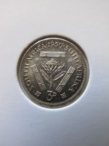 Южная Африка 3 пенса 1950 серебро