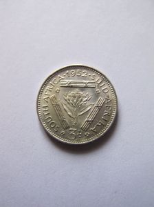 Южная Африка 3 пенса 1952 серебро