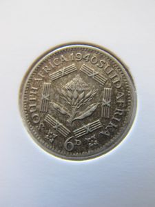Южная Африка 6 пенсов 1940 серебро