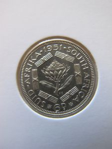 Южная Африка 6 пенсов 1951 серебро