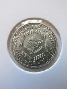 Южная Африка 6 пенсов 1953 серебро