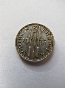 Южная Родезия 3 пенса 1935 серебро