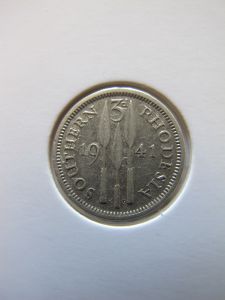 Южная Родезия 3 пенса 1941 серебро