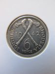 Монета Южная Родезия 6 пенсов 1942 серебро