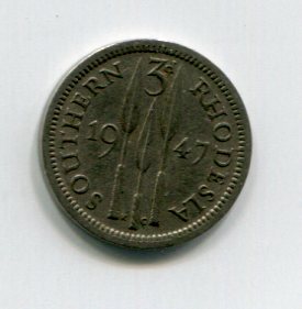 Южная Родезия 3 пенса 1947