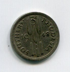 Монета Южная Родезия (Брит.) 3 пенса 1948