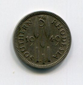 Монета Южная Родезия (Брит.) 3 пенса 1949
