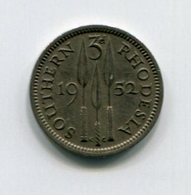 Южная Родезия 3 пенса 1952