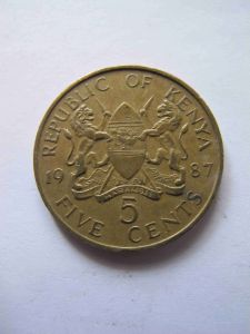 Кения 5 центов 1987