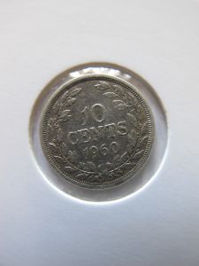 Либерия 10 центов 1960 серебро